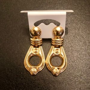 14 K HORSE BIT EARRINGS - LARGE -RETRO GOLD COLOR